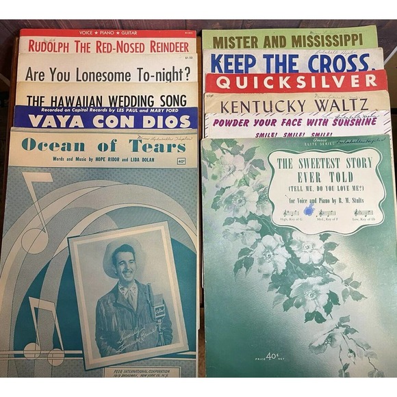 1920-60s Sheet Music 60 Pieces of Early 1920's to 1960's - Sheet Music Vintage - Picture 2 of 11